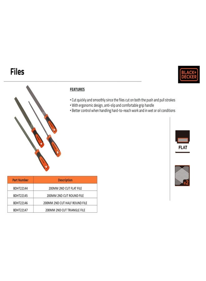 BLACK+DECKER BDHT22147 Steel 200mm 2nd Cut Triangle File (Orange) - Image 5
